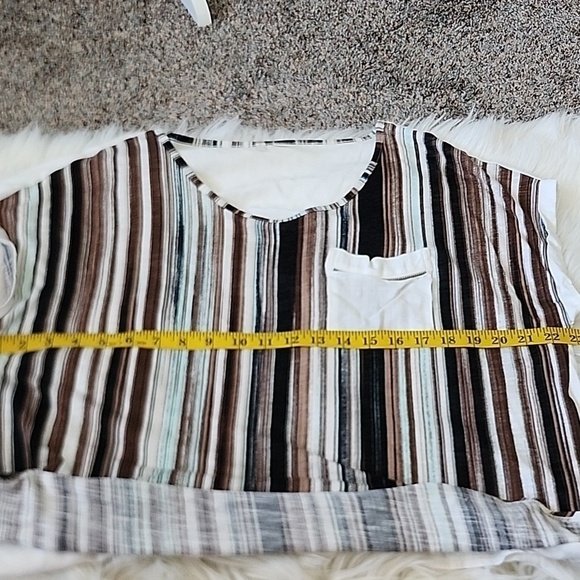 Cato multicolored striped blouse with high low hem and wide scoop neck - Picture 15 of 15